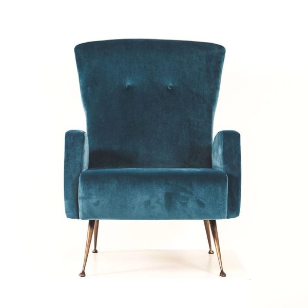 Italienischer Sessel – Design Mid Century – Velour