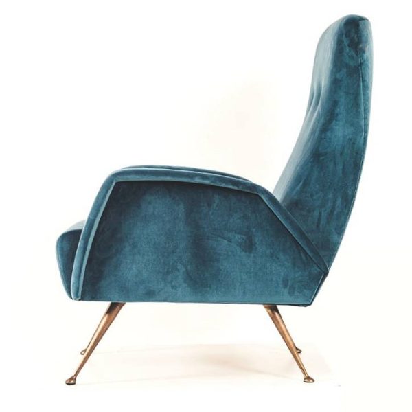 Italienischer Sessel – Design Mid Century – Velour